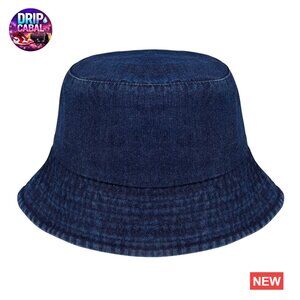 Denim Bucket Hat Washed Jean Fisherman Cap Packable Lightweight